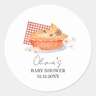 Sticker Rond Baby shower d'automne de la fleur à tarte orange