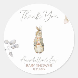 Sticker Rond Baby shower d'automne de lapin