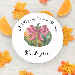 Sticker Rond baby shower d'automne de l'arc citrouille - Merci