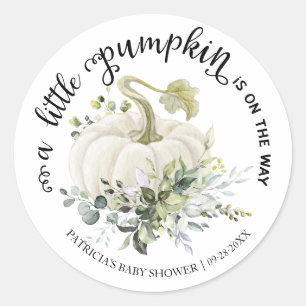 Sticker Rond Baby shower d'automne de Little Citrouille
