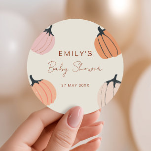 Sticker Rond Baby shower d'automne du petit Citrouille