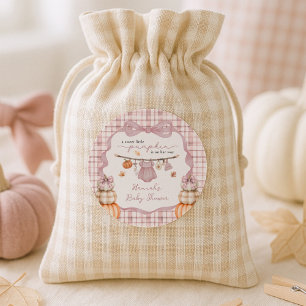 Sticker Rond Baby shower d'automne pour petites filles Citrouil