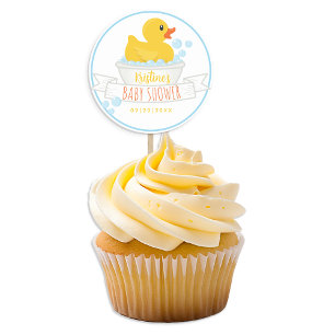 Sticker Rond Baby shower de bain Bubber Duck - Bleu