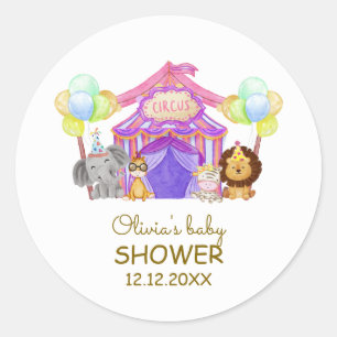 Sticker Rond Baby shower de ballon du Carnaval Safari Cirque