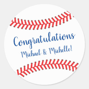 Sticker Rond Baby shower de baseball Little Slugger