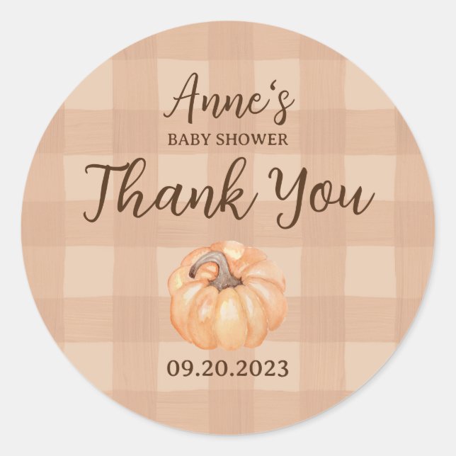 Sticker Rond Baby shower de Boho Little Citrouille Merci (Devant)