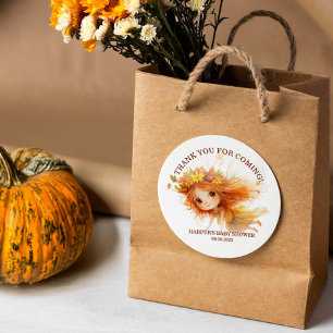 Sticker Rond Baby shower de bois d'automne Fairy