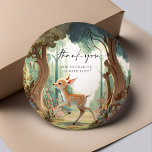 Sticker Rond Baby shower de bois de cerfs<br><div class="desc">Voici le Sticker Rond avec un cerf sur un arrière - plan boisé! Ce charmant autocollant est parfait pour ajouter une touche de fantaisie à vos décorations de baby shower. Le design de cerfs mignons et l'arrière - plan boisé en font un excellent choix pour n'importe quel baby shower sur...</div>