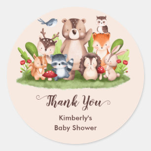 Sticker Rond Baby shower de bois Merci Favoriser les autocollan