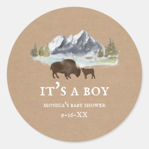 Sticker Rond Baby shower de Buffalo Mountains Cardstock