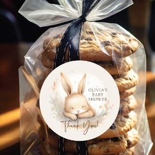 Sticker Rond Baby shower de Bunny de bois