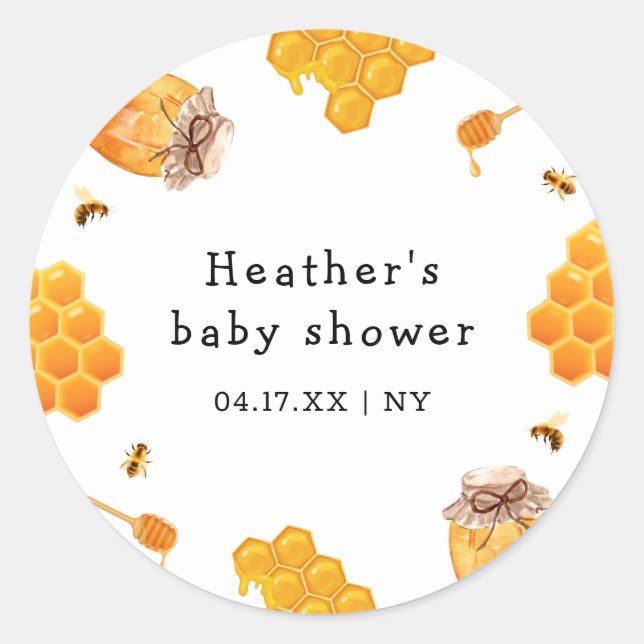 Sticker Rond Baby shower de cadre moderne pour le chou de miel (Devant)