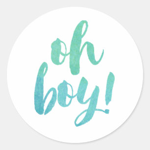 Sticker Rond Baby shower de calligraphie d'aquarelle oh