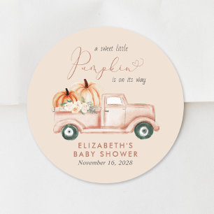 Sticker Rond Baby shower de camion Vintage Citrouille