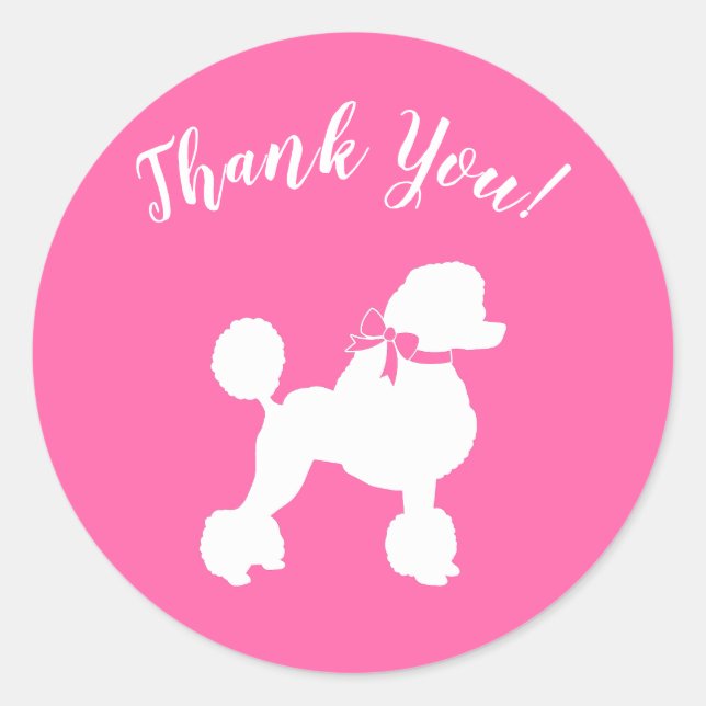 Sticker Rond Baby shower de caniche rose (Devant)
