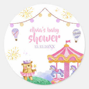 Sticker Rond Baby shower de carrousel magique à air chaud amusa