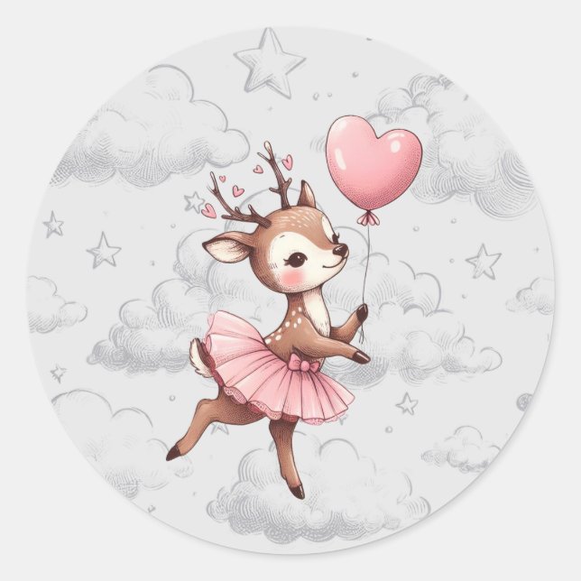 Sticker Rond Baby shower de cerfs (Devant)