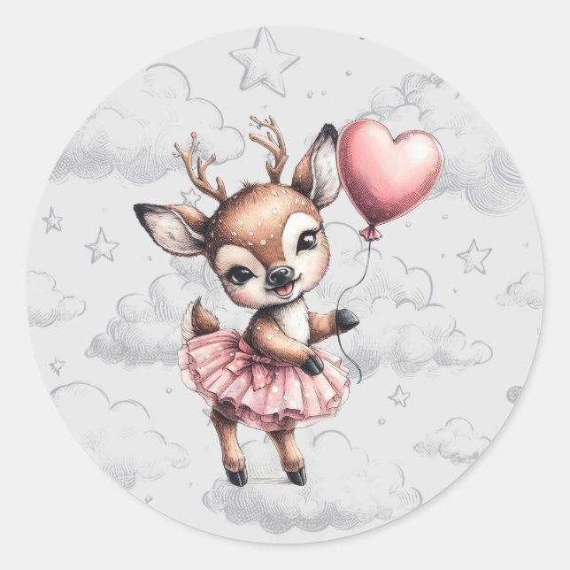 Sticker Rond Baby shower de cerfs (Devant)