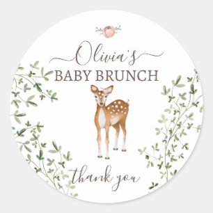Sticker Rond Baby shower de cerfs de bois