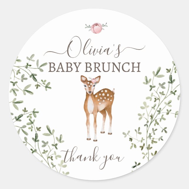 Sticker Rond Baby shower de cerfs de bois (Devant)