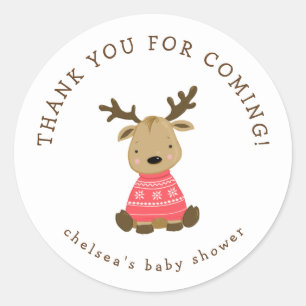 Sticker Rond Baby shower de cerfs d'hiver en faveur