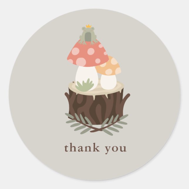 Sticker Rond Baby shower de champignons Merci (Devant)