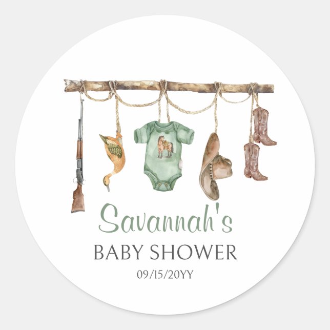 Sticker Rond Baby shower de chasse au canard (Devant)