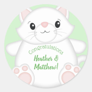 Sticker Rond Baby shower de chat Kitty