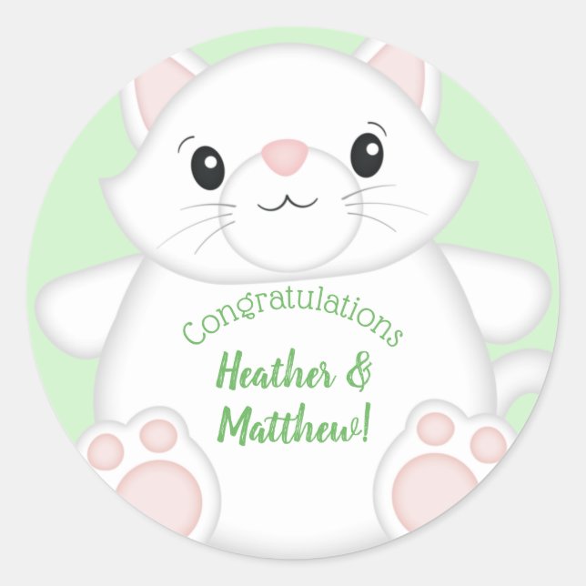 Sticker Rond Baby shower de chat Kitty (Devant)