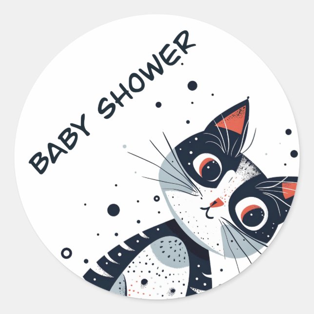 Sticker Rond Baby shower de chats Cute Kitty (Devant)