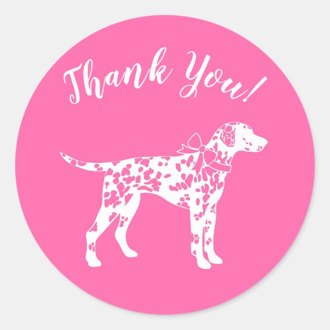 Sticker Rond Baby shower de Chien Dalmatien Chien Chien rose Ch (Devant)