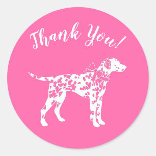 Sticker Rond Baby shower de Chien Dalmatien Chien Chien rose Ch