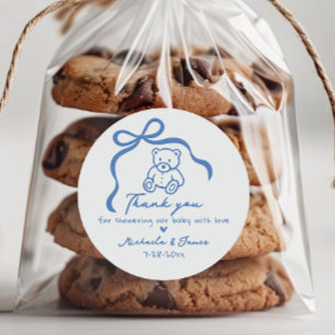 Sticker Rond Baby shower de chien en bois et en teddy pour chie