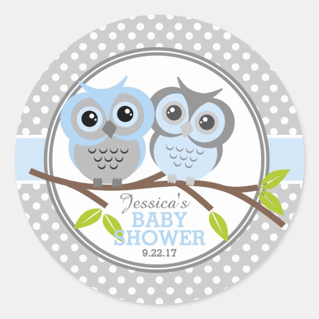 Sticker Rond Baby shower de Chouettes adorables (Devant)