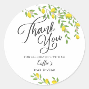Sticker Rond Baby shower de citron jaune rustique