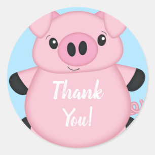 Sticker Rond Baby shower de cochon bleu