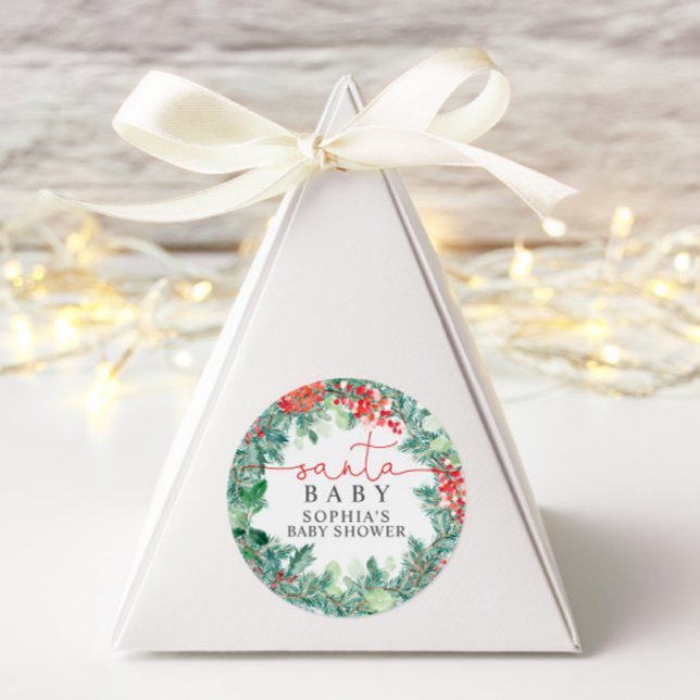 Sticker Rond Baby shower de couronne de Noël (Créateur téléchargé)