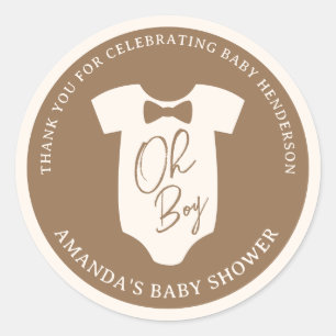 Sticker Rond Baby shower de Cravate à arc Brown