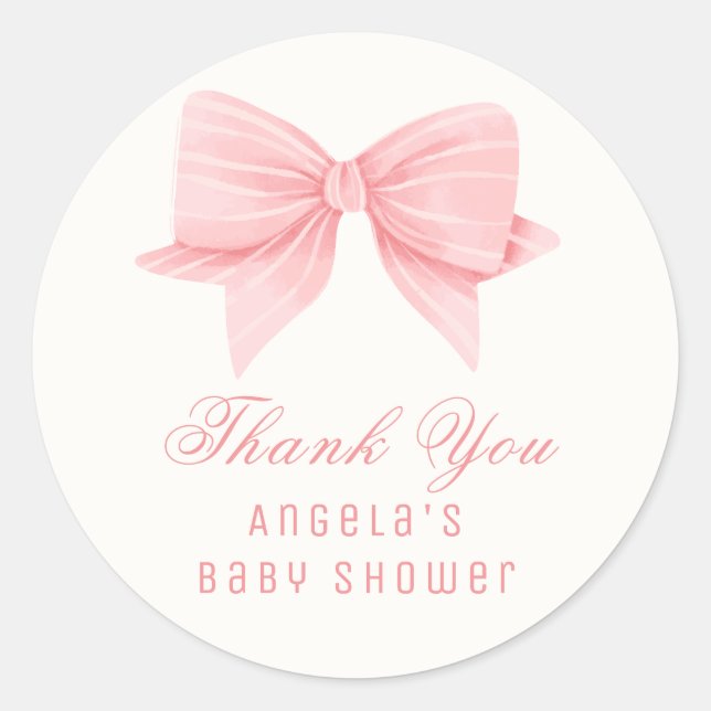 Sticker Rond Baby shower de Cravate minimaliste rose (Devant)