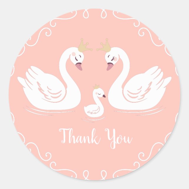 Sticker Rond Baby shower de cygne (Devant)