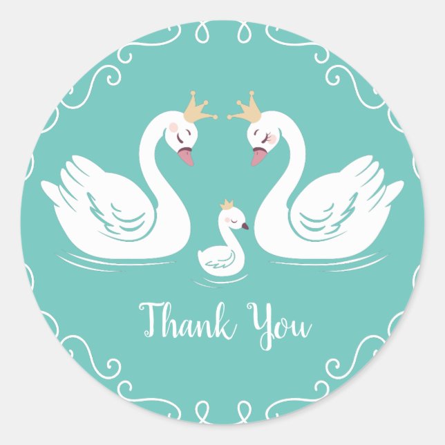 Sticker Rond Baby shower de cygne (Devant)