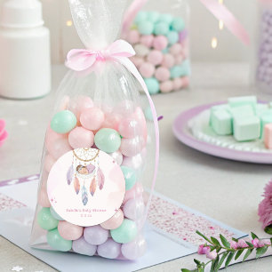 Sticker Rond Baby shower de dragage pastel