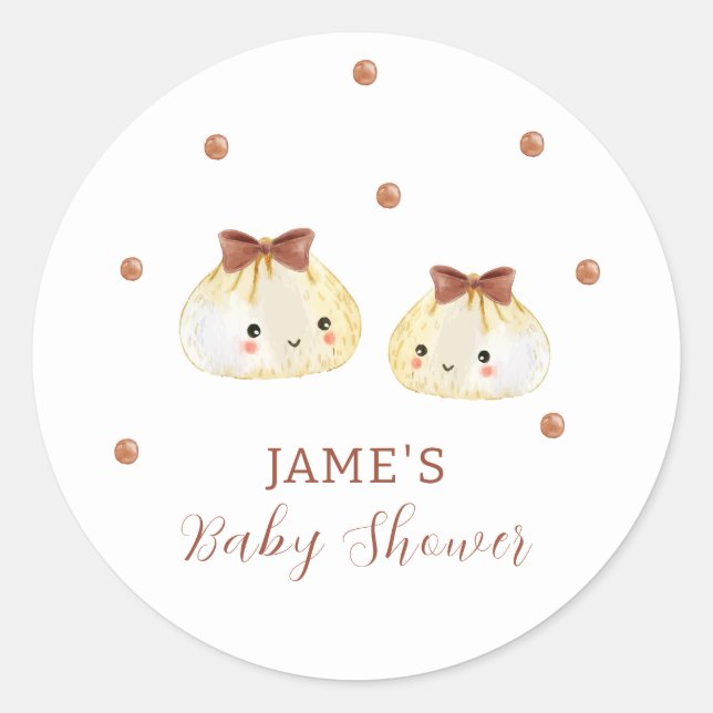 Sticker Rond Baby shower de dumping neutre entre les sexes (Devant)