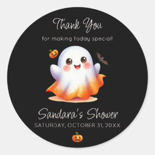 Sticker Rond Baby shower de fantôme Boo mignon