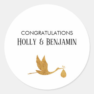 Sticker Rond Baby shower de félicitations pour la Bouche d'or S