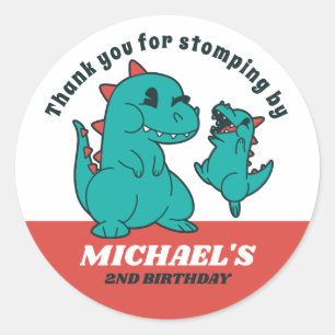 Sticker Rond Baby shower de fête Anniversaire de enfant de Dino