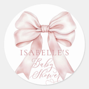 Sticker Rond Baby shower de fille à la cou rose