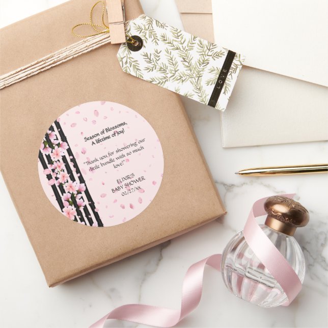 Sticker Rond Baby shower de fleurs de cerisiers Sakura Spring (Cadeaux)