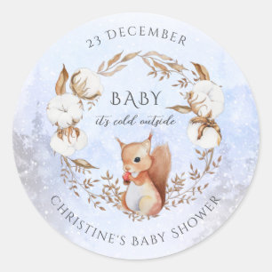 Sticker Rond Baby shower de fleurs de coton neutres selon le se