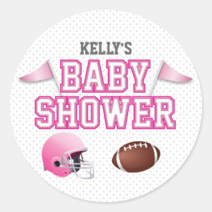 Sticker Rond Baby shower de football rose